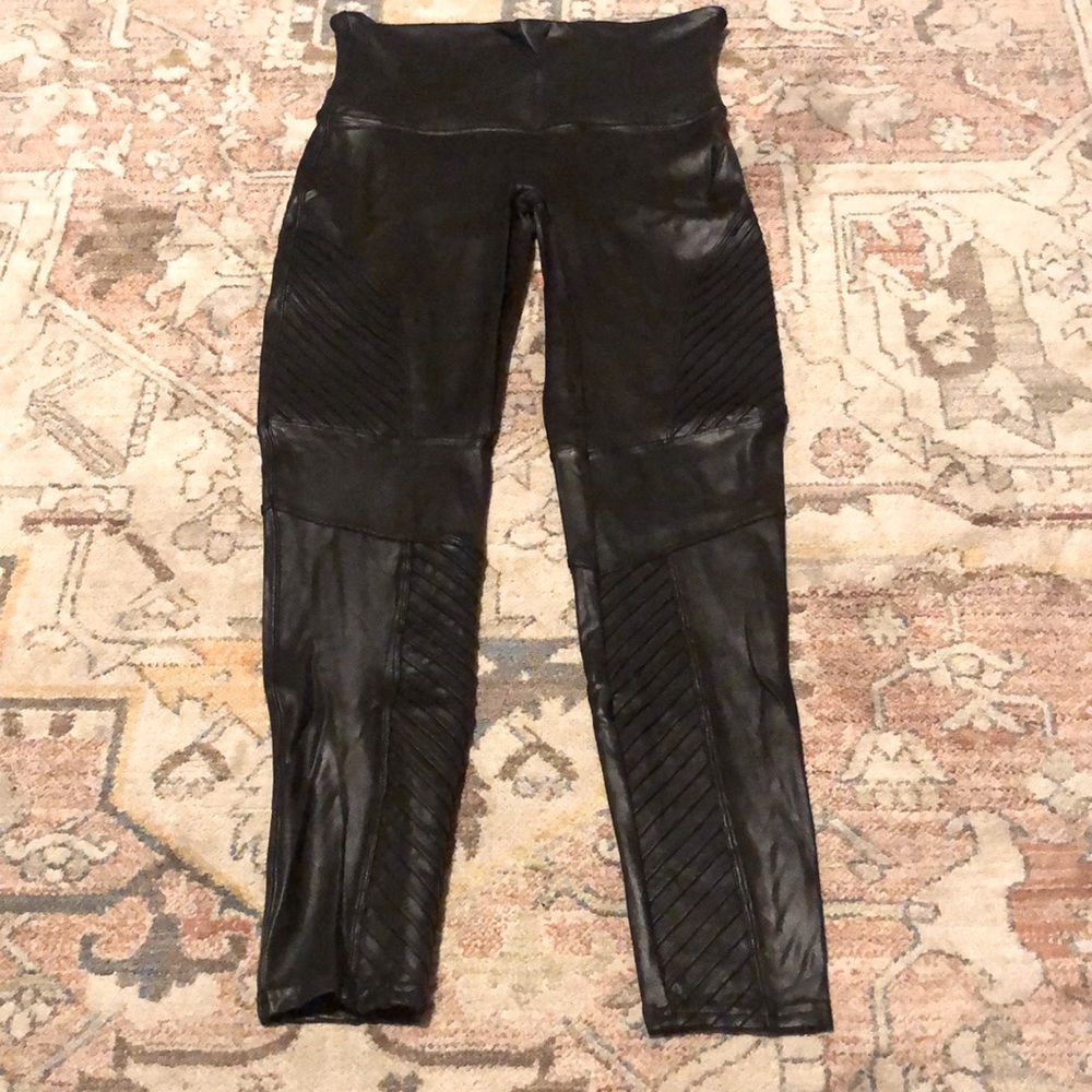 SPANX Faux Leather Moto Leggings size XL